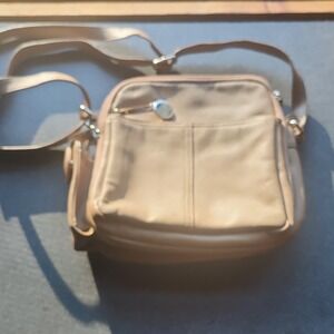 AURELIE Beige Shoulder Bag with Zipper, Magnetic Closure & Multiple Pockets